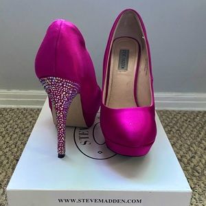 Steve Madden hot pink pumps with rhinestone heels